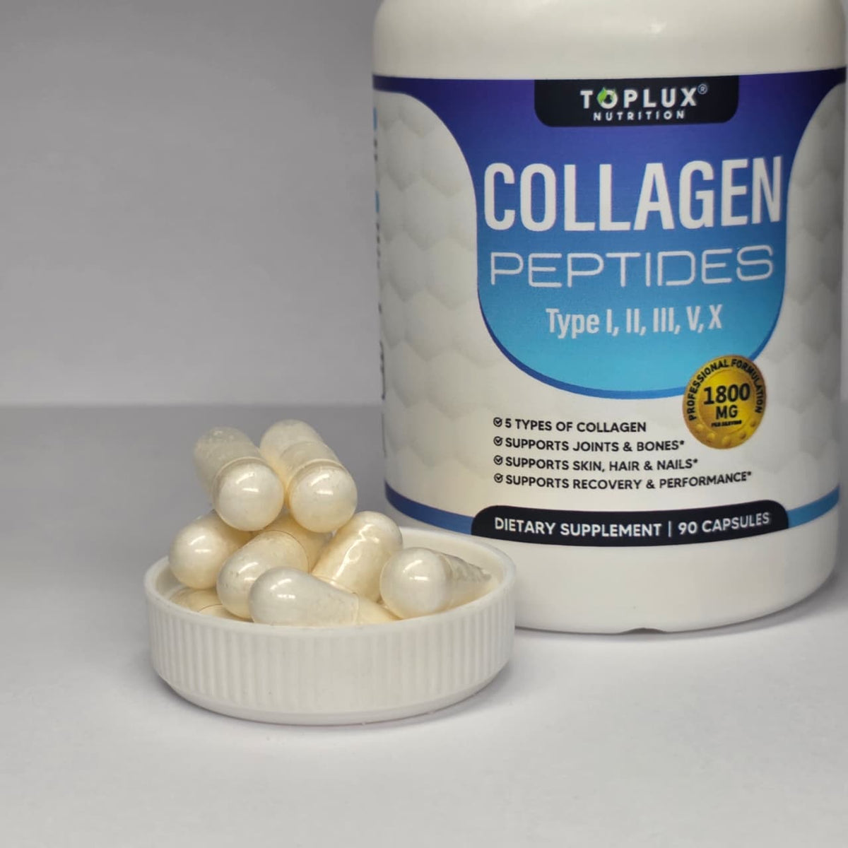 Collagen Peptides Toplux en Cápsulas  - Da firmeza a piel, cabello y articulaciones