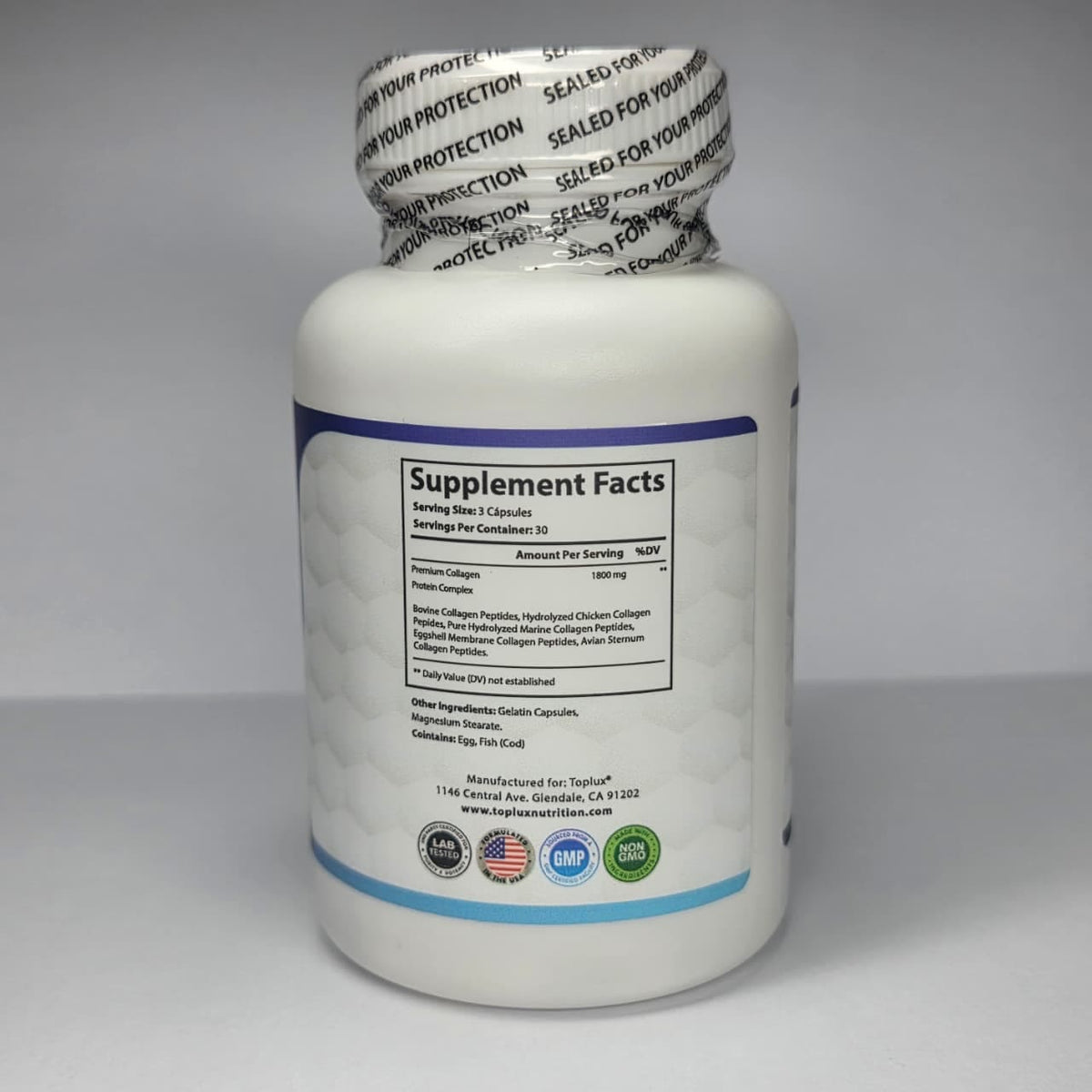 Collagen Peptides Toplux en Cápsulas  - Da firmeza a piel, cabello y articulaciones